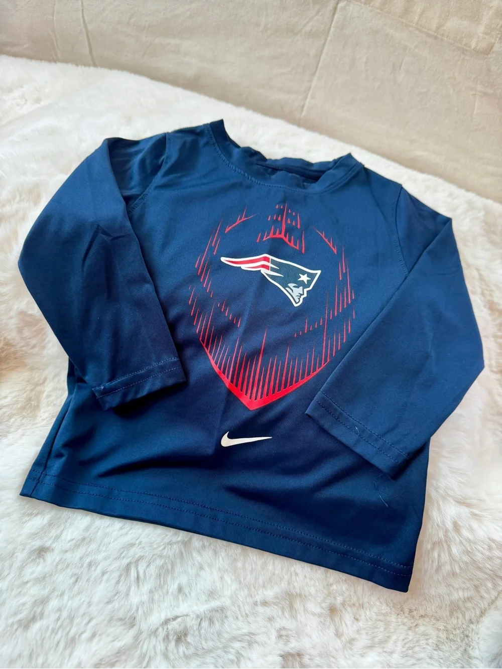 Nike Kids' Navy New England Patriots Long-Sleeve Tee, Sz 2T